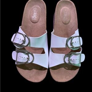 White Buckle Sandals for Women